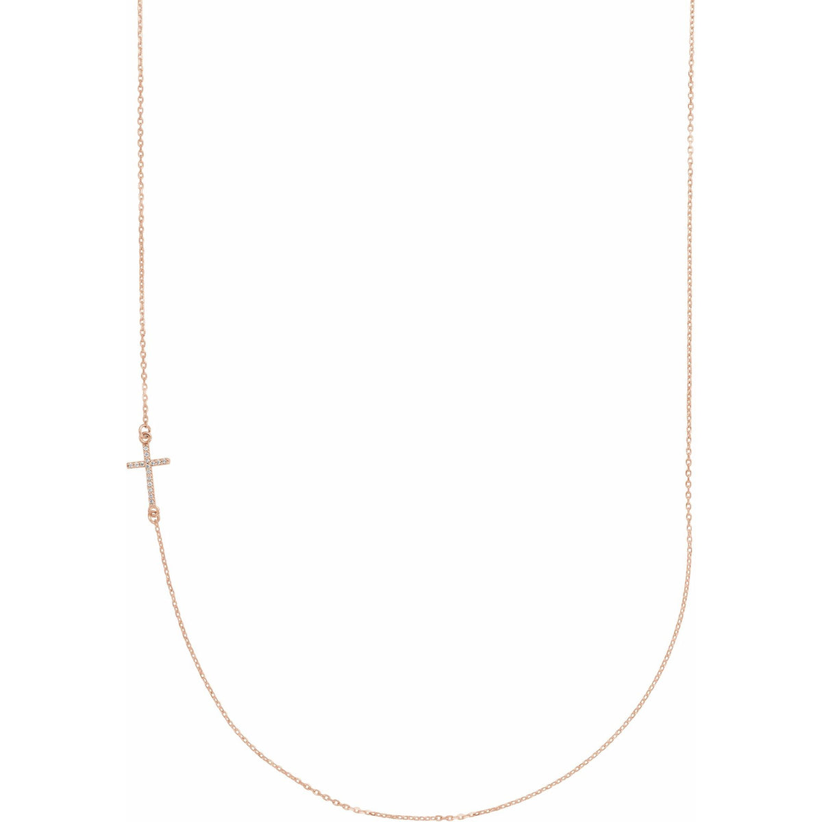 Natural Diamond Accented Sideways Cross Necklace