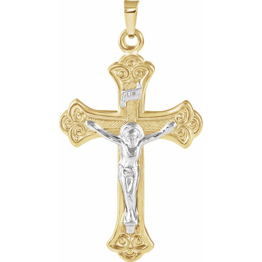 14K Yellow/White Gold 32x23 mm Crucifix Pendant