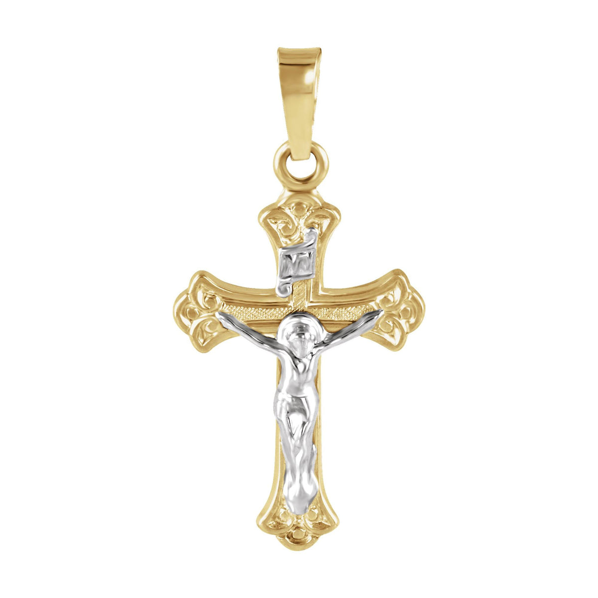 14K Yellow/White Gold 19x13 mm Crucifix Pendant
