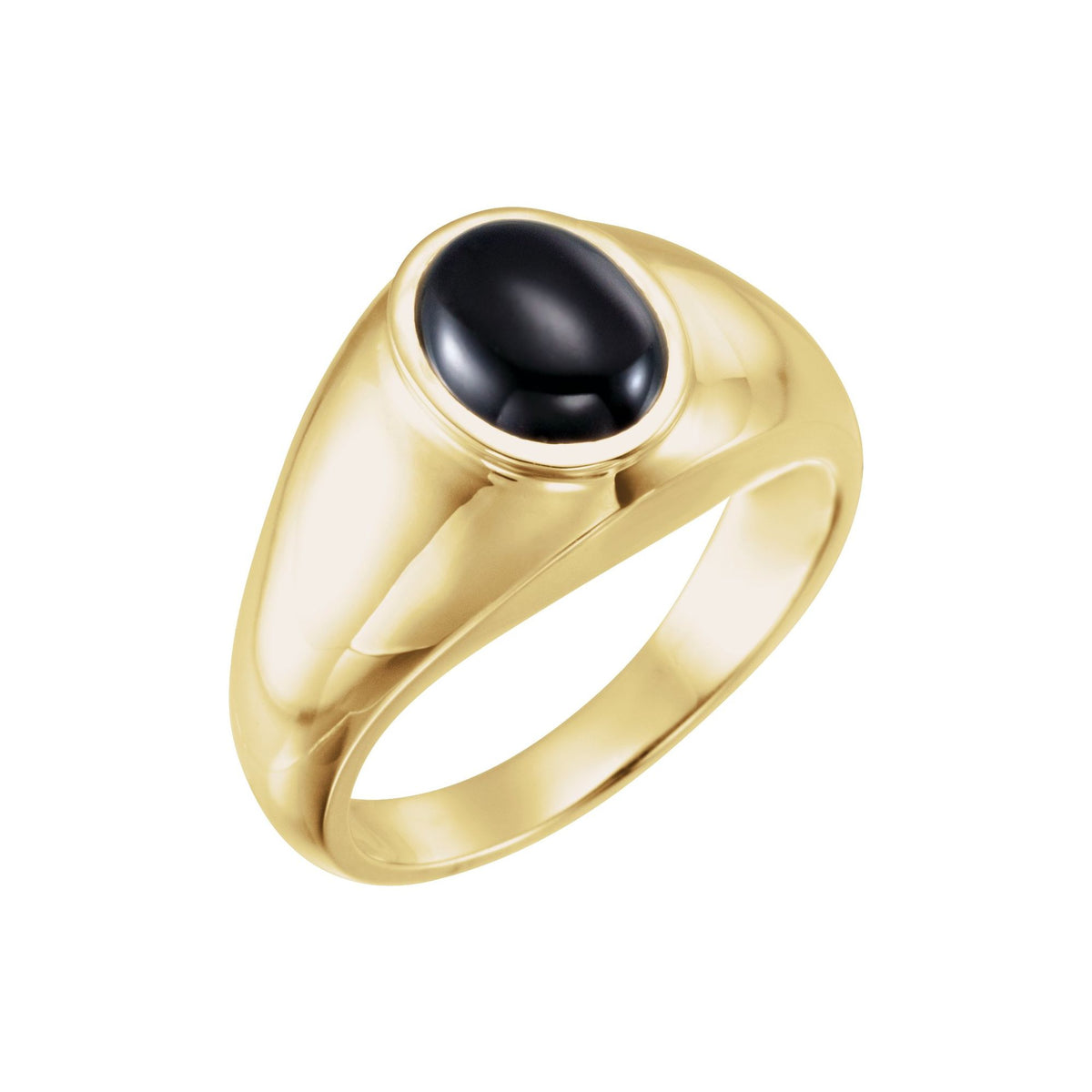 Natural Black Onyx Bezel-Set Ring