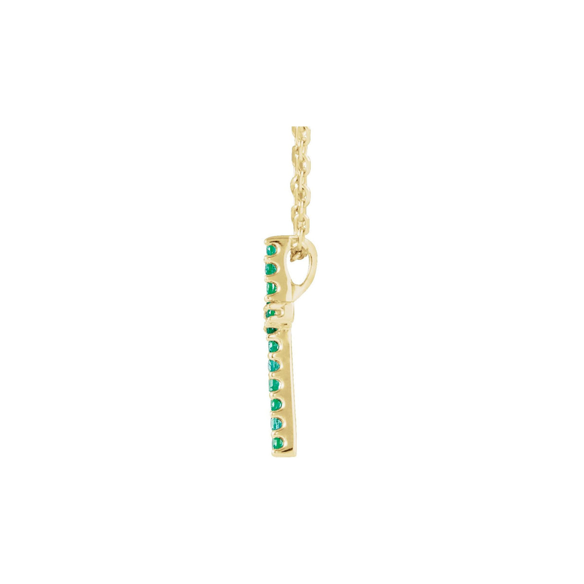 Natural Emerald Petite Cross 16" Necklace