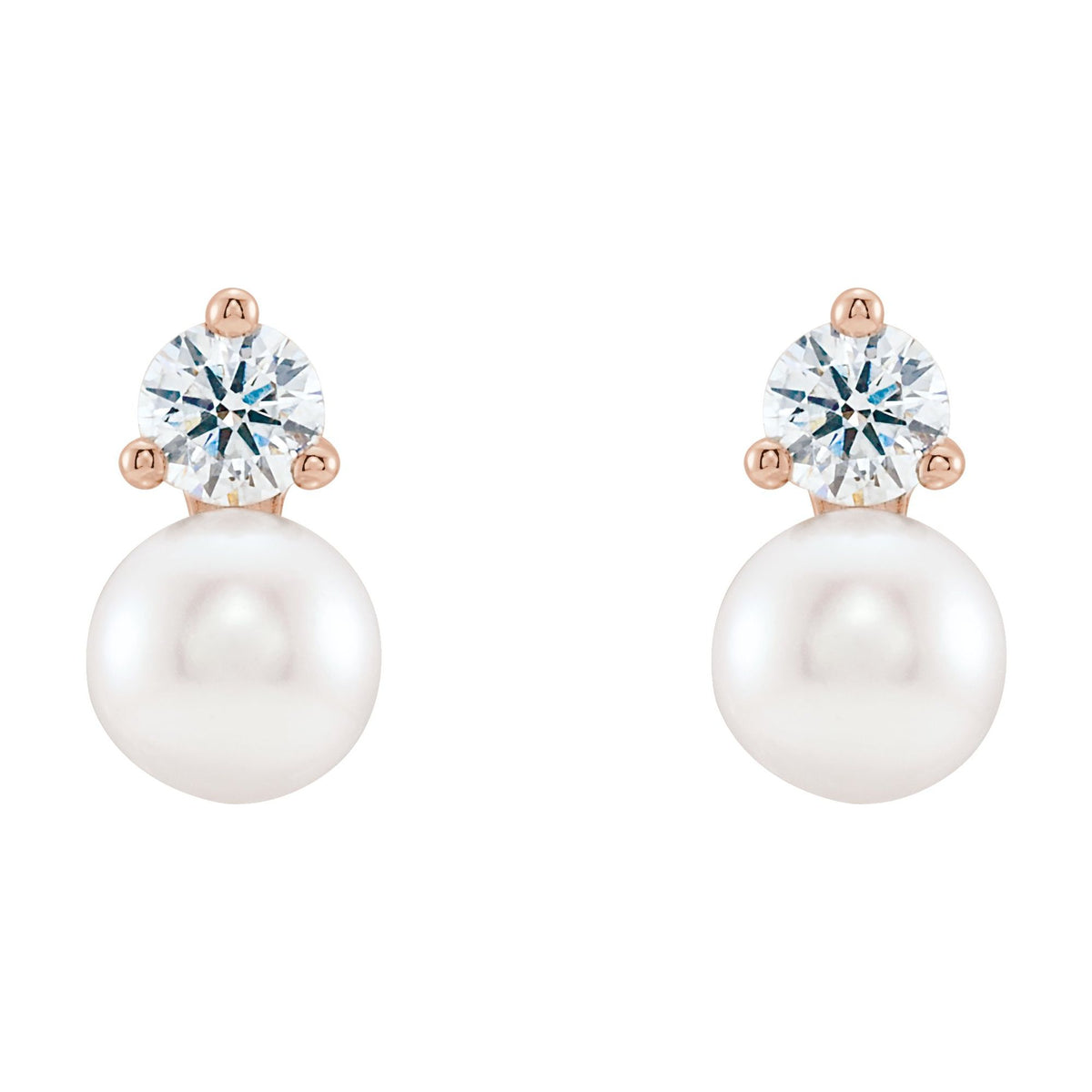 Cultured White Freshwater Pearl & 1/2 CTW Natural Diamond Earrings