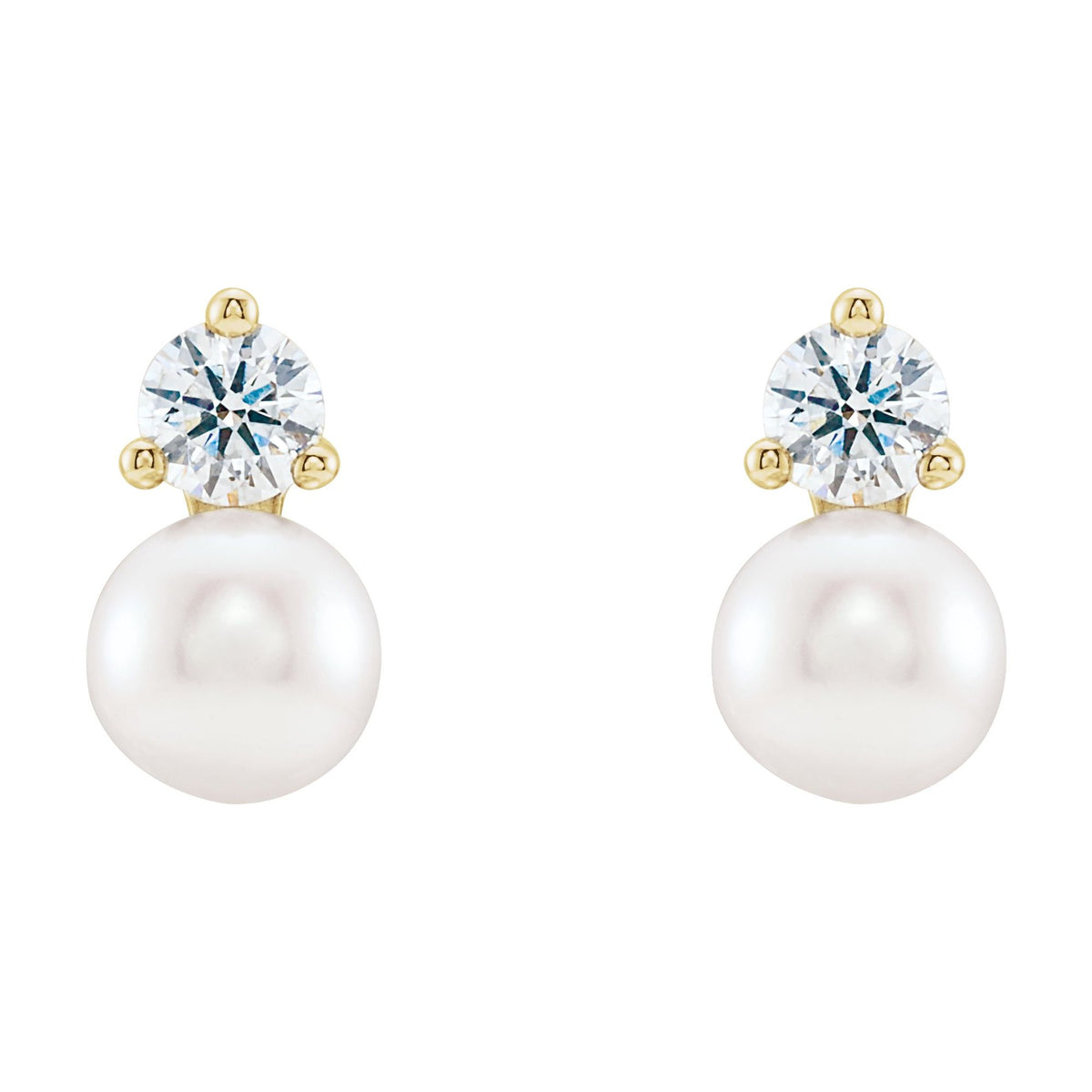 Cultured White Freshwater Pearl & 1/2 CTW Natural Diamond Earrings