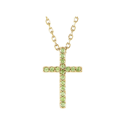 Natural Peridot Petite Cross 16" Necklace