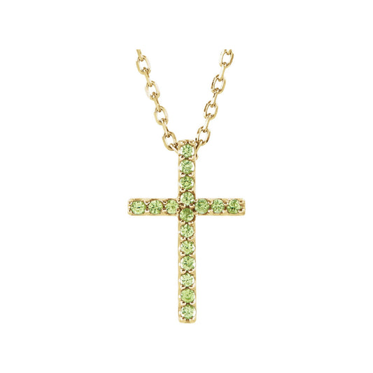 Natural Peridot Petite Cross 16" Necklace