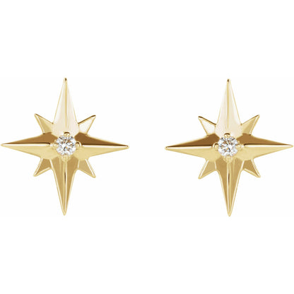 Natural Diamond Accented Star Earrings