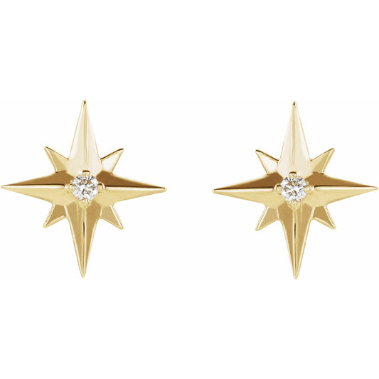 Natural Diamond Accented Star Earrings