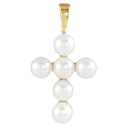 Cultured White Freshwater Pearl Cross Pendant