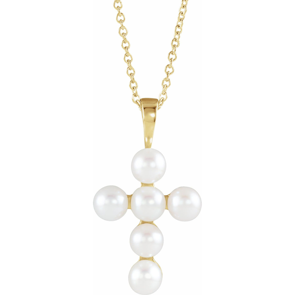 Cultured White Freshwater Pearl Cross 16-18" Necklace