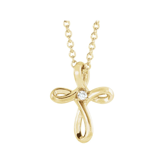 Natural Diamond Solitaire Cross Necklace or Pendant