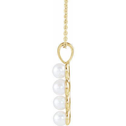 Cultured White Freshwater Pearl Cross 16-18" Necklace