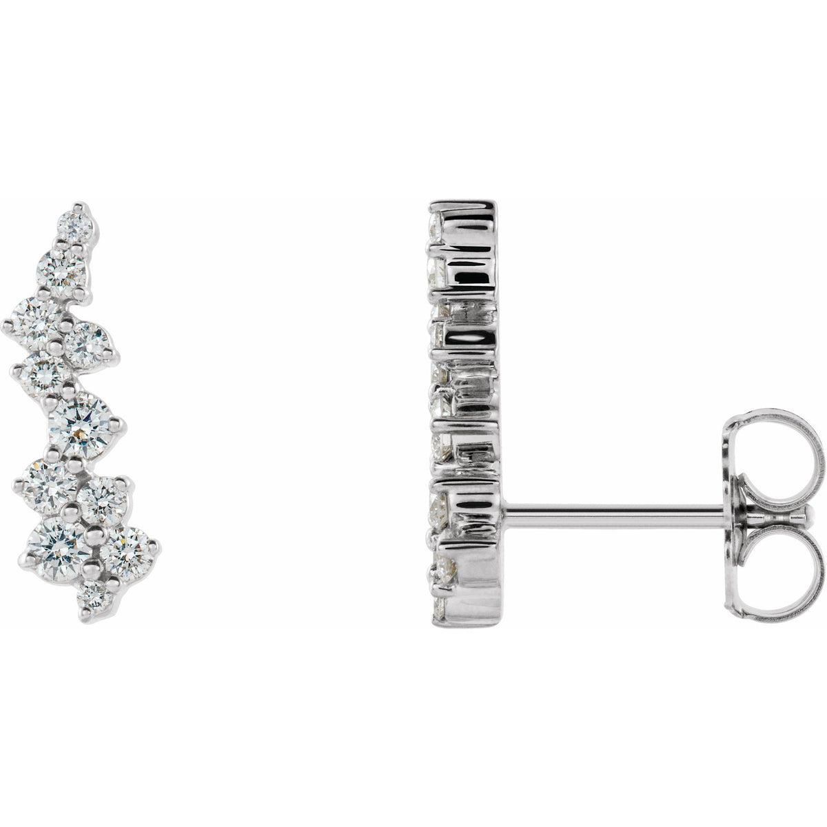 Natural Diamond Accented Ear Climbers