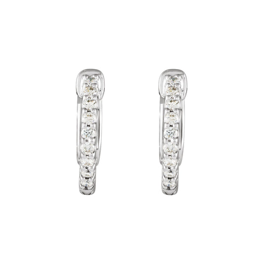 1/4 CTW Natural Diamond Inside-Outside 14.5 mm Hinged Hoop Earrings