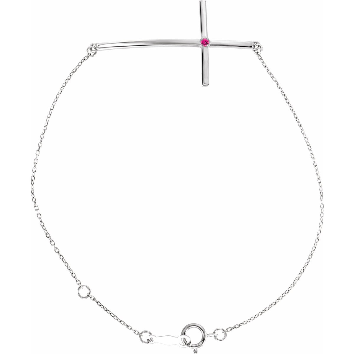 Natural Pink Tourmaline Sideways Cross 7-8" Bracelet