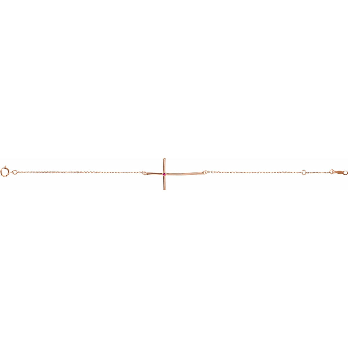 Natural Pink Tourmaline Sideways Cross 7-8" Bracelet