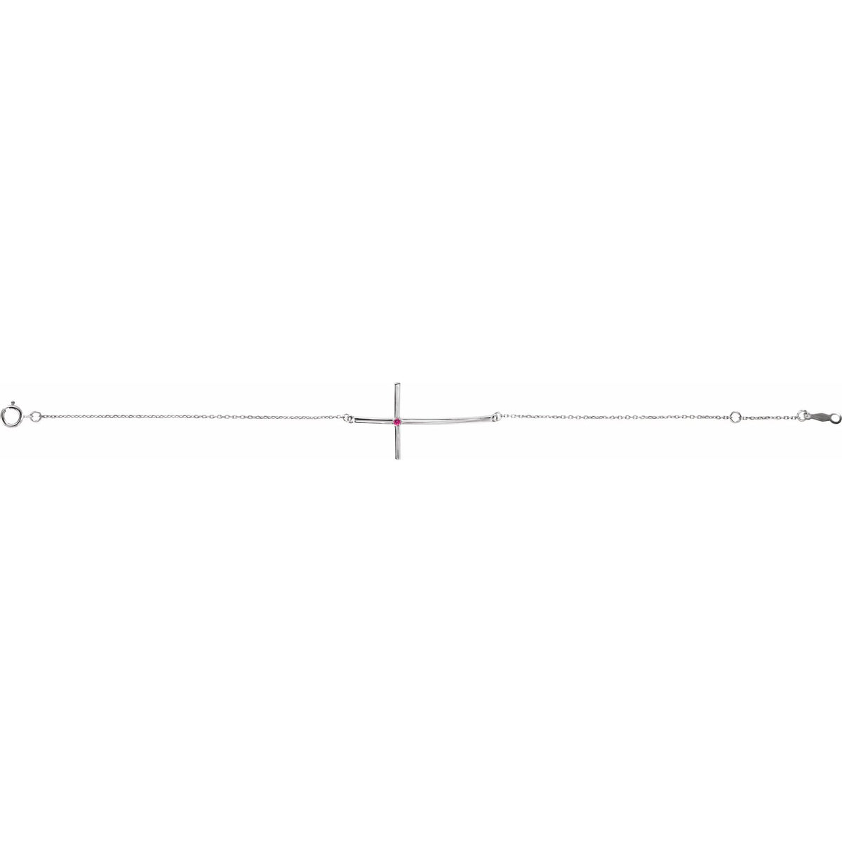 Natural Pink Tourmaline Sideways Cross 7-8" Bracelet