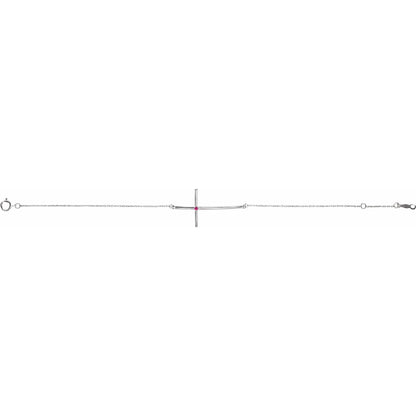 Natural Pink Tourmaline Sideways Cross 7-8" Bracelet