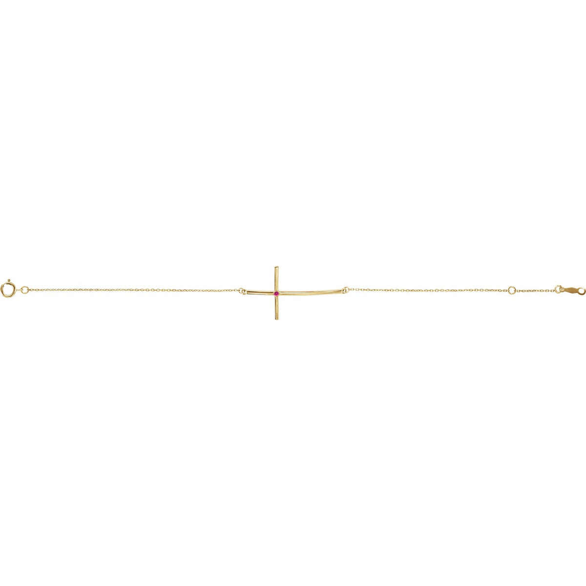 Natural Pink Tourmaline Sideways Cross 7-8" Bracelet