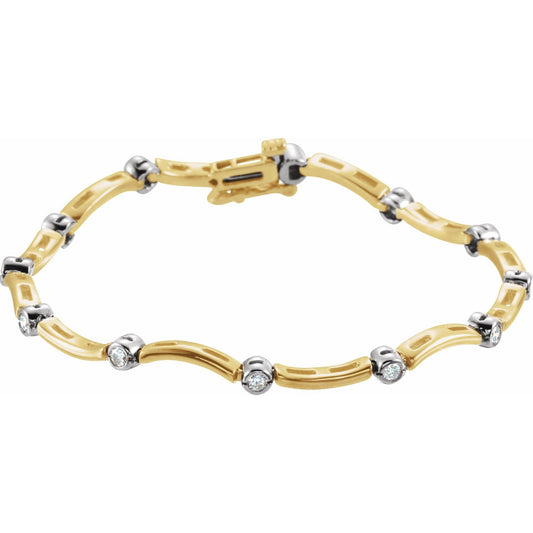 14K Yellow/White Gold 1/2 CTW Natural Diamond Line 7" Bracelet