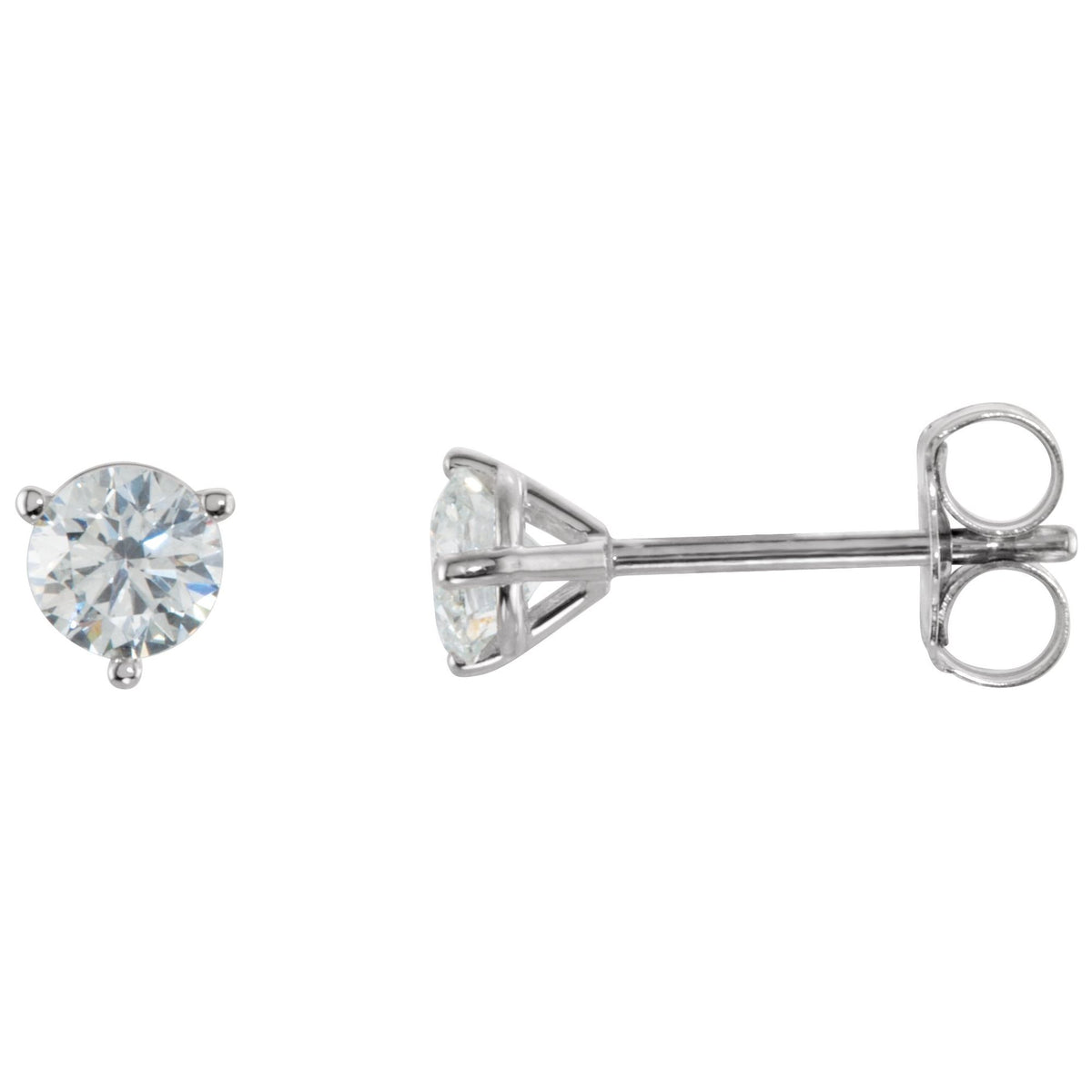 Natural Diamond Round 3-Prong Cocktail-Style Stud Earrings