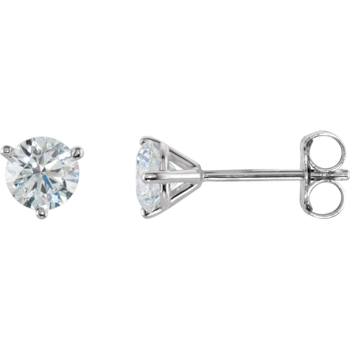 Natural Diamond Round 3-Prong Cocktail-Style Stud Earrings