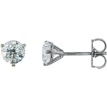 Natural Diamond Round 3-Prong Cocktail-Style Stud Earrings