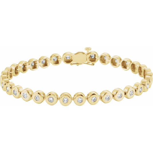 2 CTW Natural Diamond Bezel-Set Line 7" Bracelet