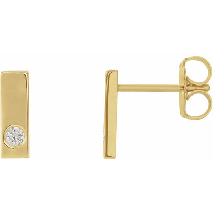 Natural Diamond Accented Bar Earrings