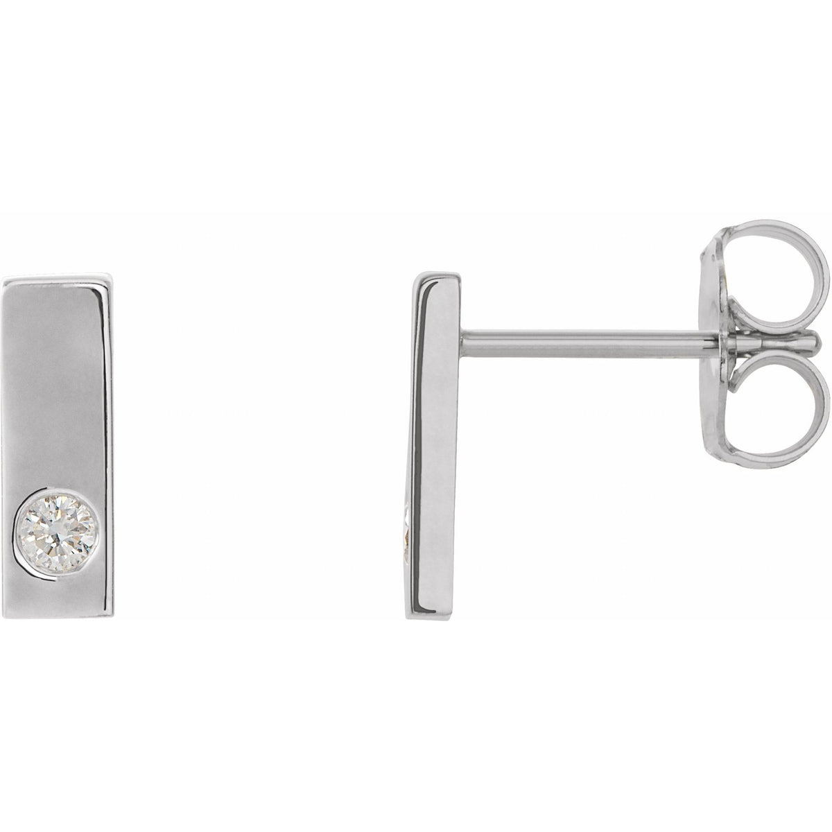 Natural Diamond Accented Bar Earrings