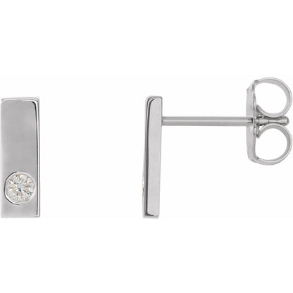 Natural Diamond Accented Bar Earrings