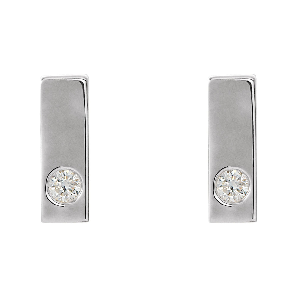 Natural Diamond Accented Bar Earrings