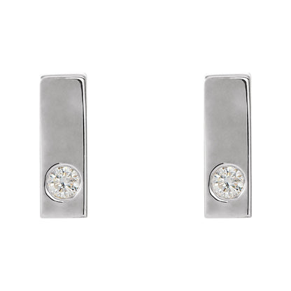 Natural Diamond Accented Bar Earrings