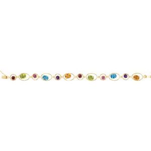 Natural Citrine, Natural Peridot, Natural Swiss Blue Topaz, Natural Amethyst, Natural Pink Tourmaline & Natural Mozambique Garnet Geometric Link 7 1/2" Bracelet