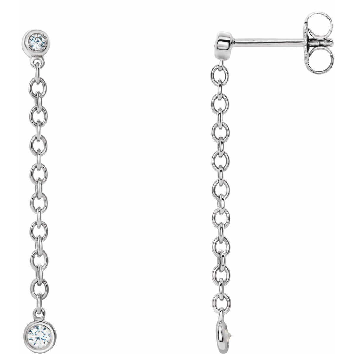 Natural Diamond Bezel-Set Chain Earrings