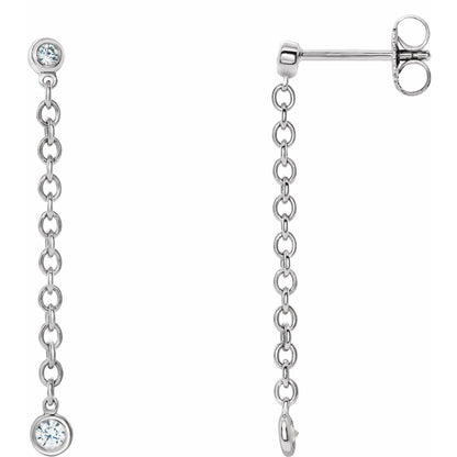 Natural Diamond Bezel-Set Chain Earrings