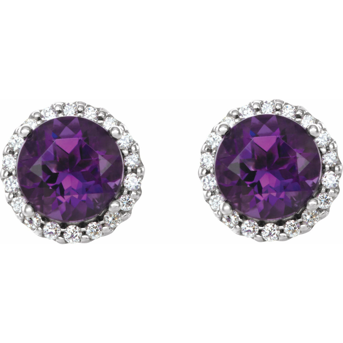 6 mm Natural Amethyst & 1/8 CTW Natural Diamond Earrings