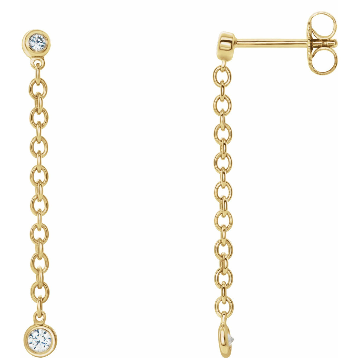 Natural Diamond Bezel-Set Chain Earrings