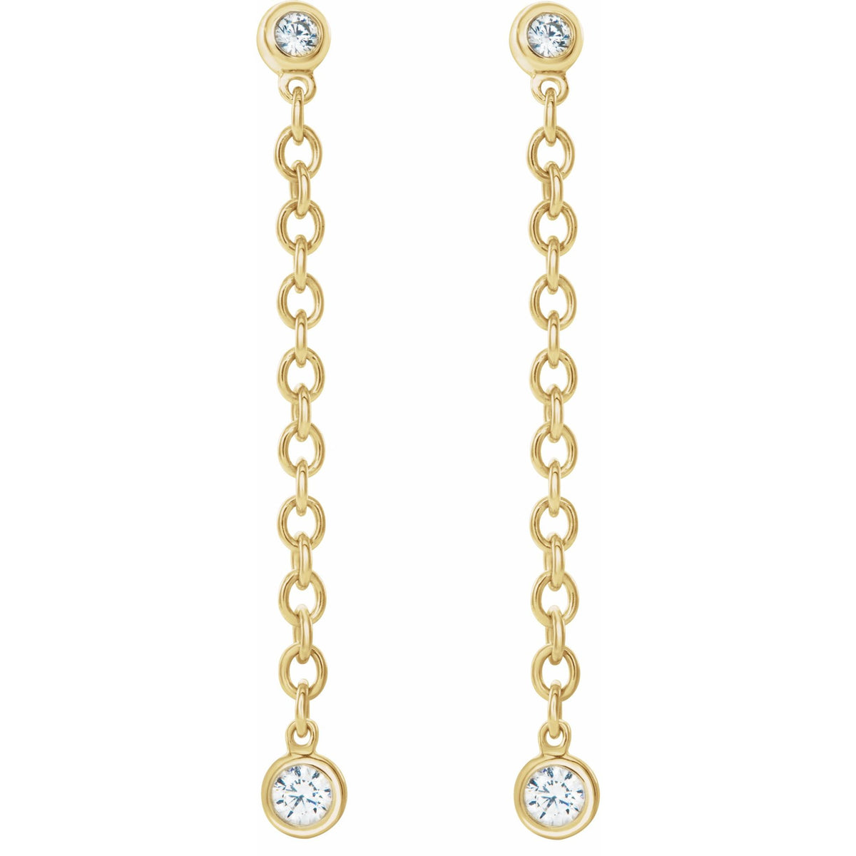 Natural Diamond Bezel-Set Chain Earrings