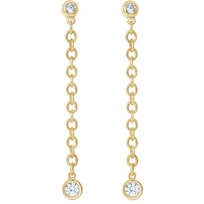 Natural Diamond Bezel-Set Chain Earrings