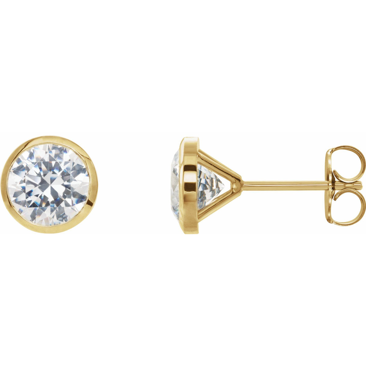 Natural Diamond Round Bezel-Set Cocktail-Style Stud Earrings