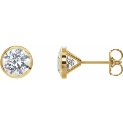Natural Diamond Round Bezel-Set Cocktail-Style Stud Earrings