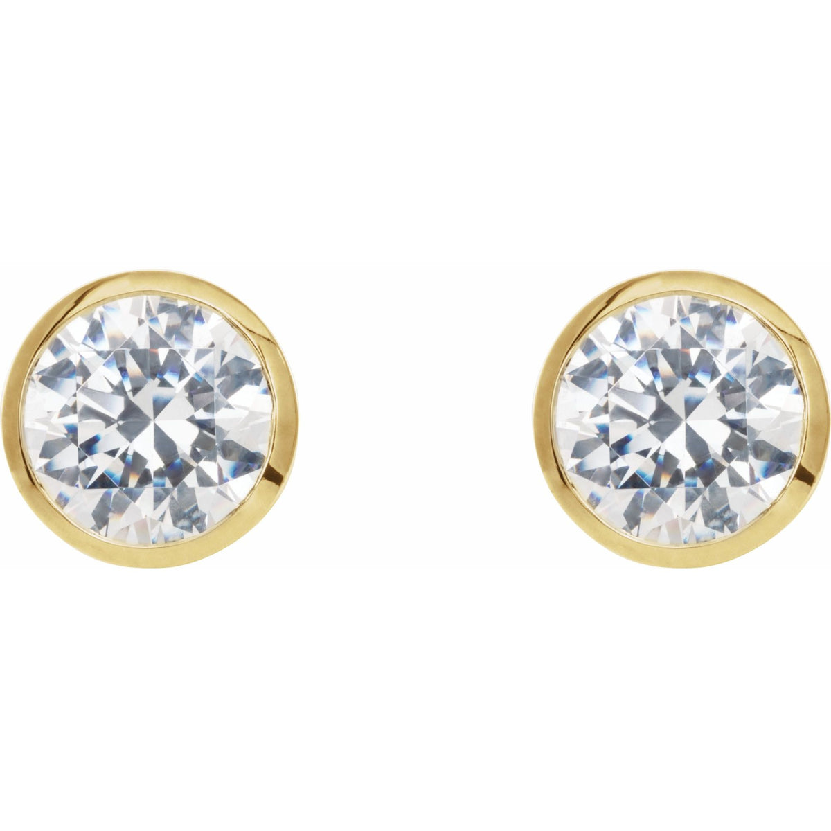 Natural Diamond Round Bezel-Set Cocktail-Style Stud Earrings