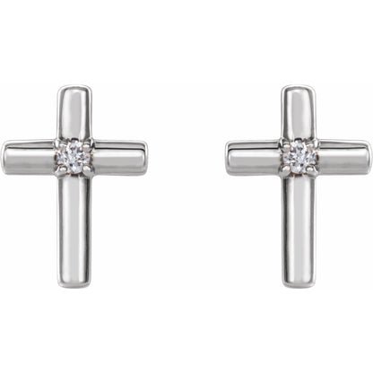 Natural Diamond Solitaire Cross Earrings