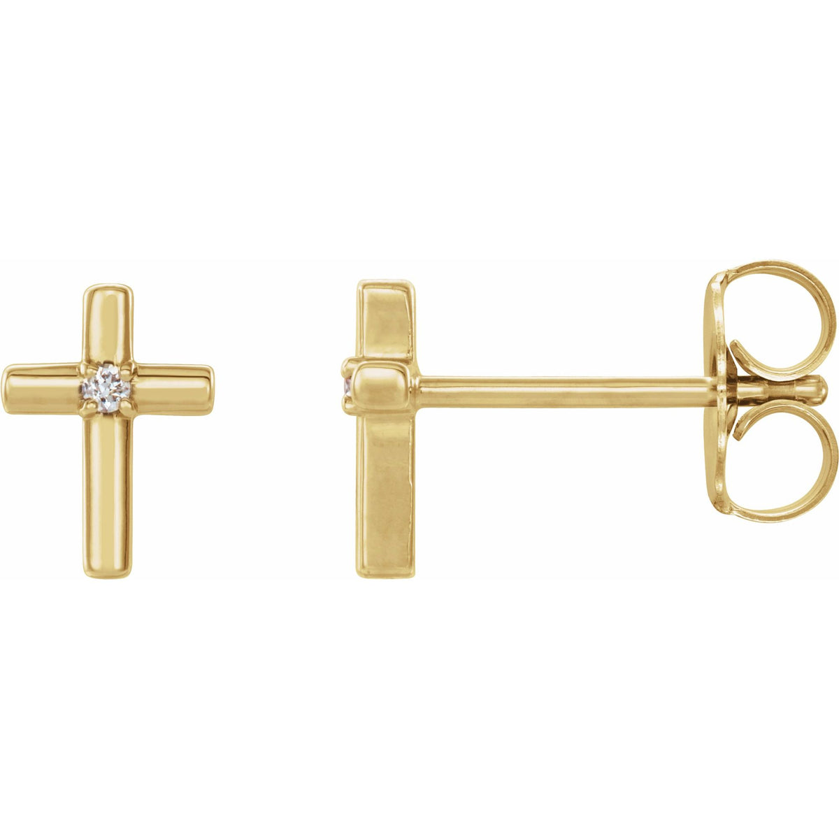 Natural Diamond Solitaire Cross Earrings