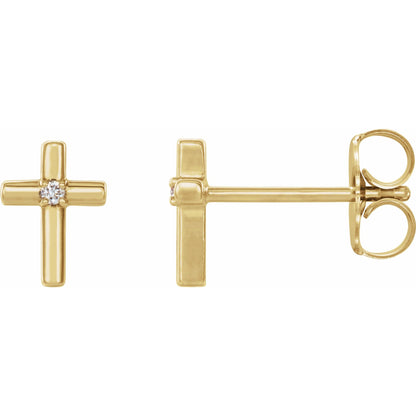 Natural Diamond Solitaire Cross Earrings