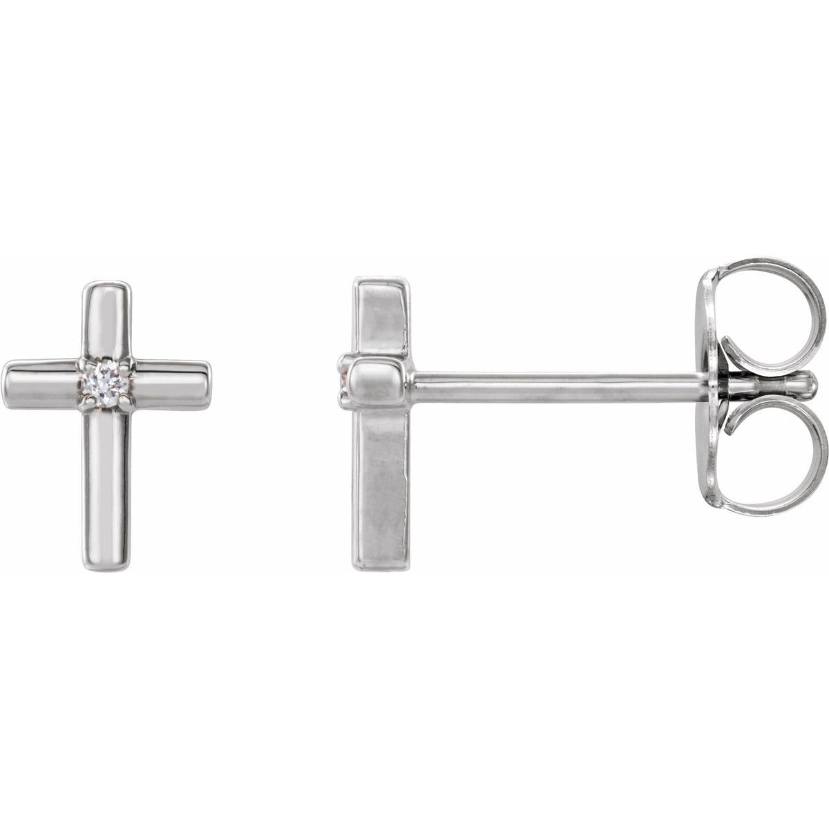 Natural Diamond Solitaire Cross Earrings