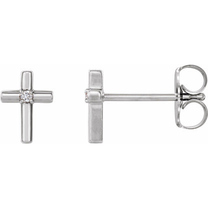 Natural Diamond Solitaire Cross Earrings