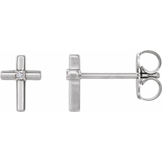 Natural Diamond Solitaire Cross Earrings
