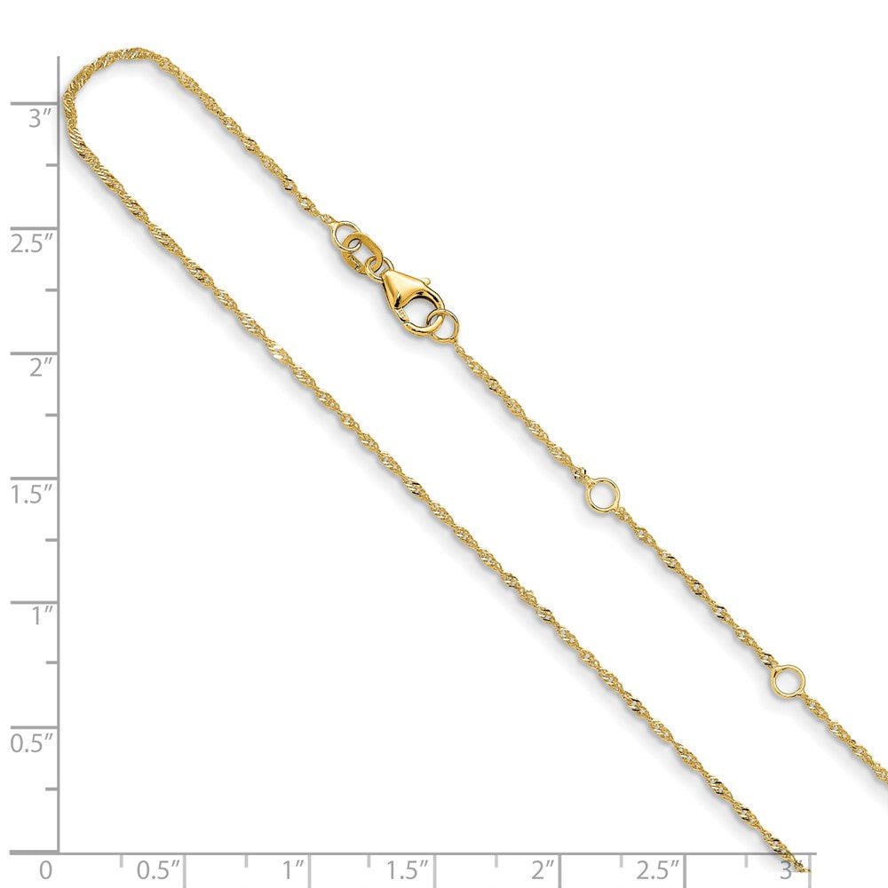 10K 1.25mm Singapore 1in + 1in Adjustable Chain