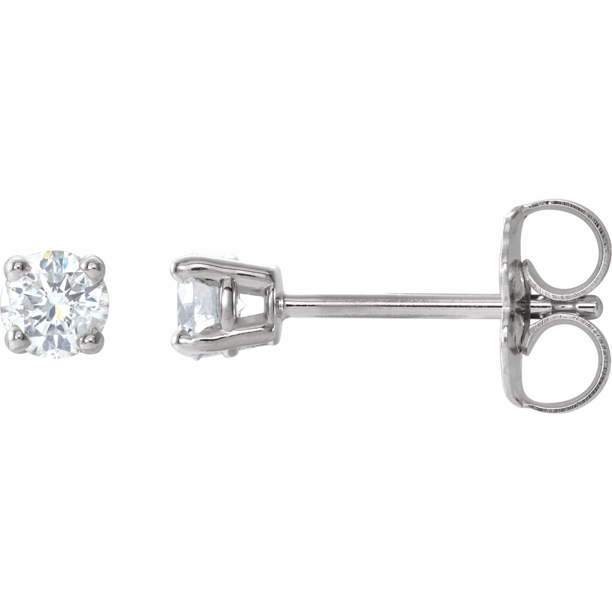 Natural Diamond Round 4-Prong Lightweight Stud Earrings
